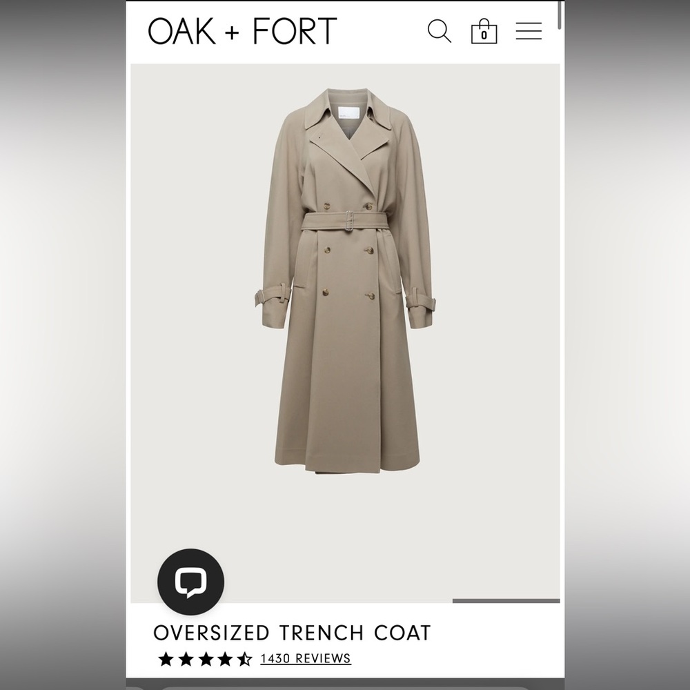 NEW Without Tags - OAK + FORT Oversized Trench Coat in Brindle